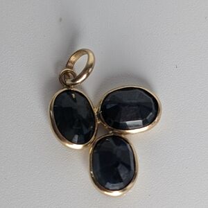 10K Gold Tri-Cluster Pendant with 3ct Natural Deep Blue Sapphires September New